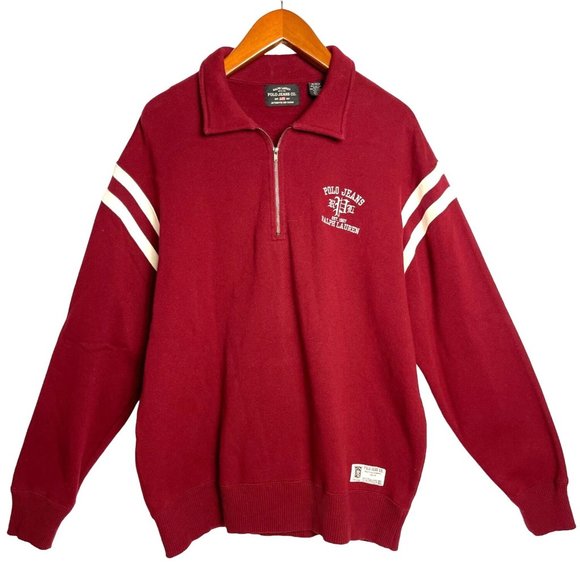 Polo Ralph Lauren Other - Vintage Polo Ralph Lauren Sweatshirt XL Red Crimson Varsity Track Embroidered